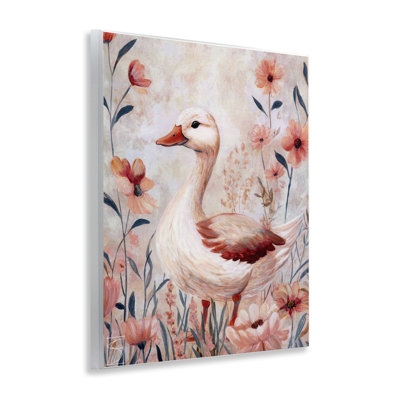 Plaque murale canard en fleurs roses, design par Sara Culpepper