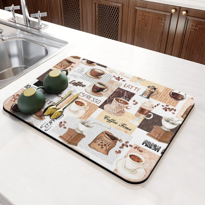 Tapis de café 24 po x 16 po, accessoires de bar à café anti-dérapant absorbant les taches, tapis de séchage pour la cuisine
