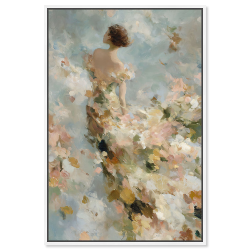 «Petal Gown», reproduction d'art sur toile encadrée par Glam Art par Art Remedy, cadre blanc, 24 x 36, H 37 po x l 25 po