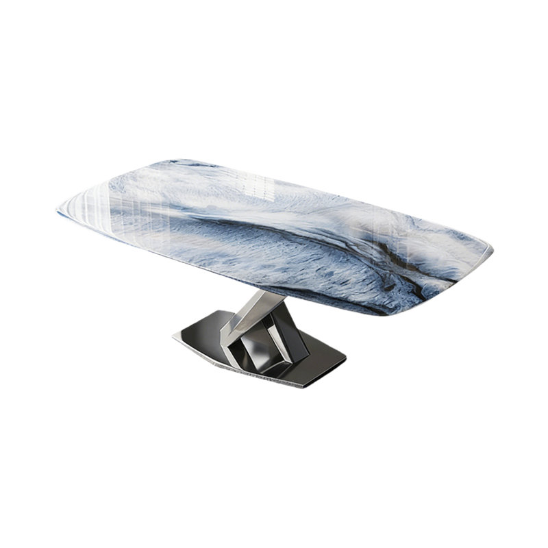 Light Luxury Rectangular Sintered Stone tabletop Dining Table, 29.53" H x 55.12" L x  31.5" W