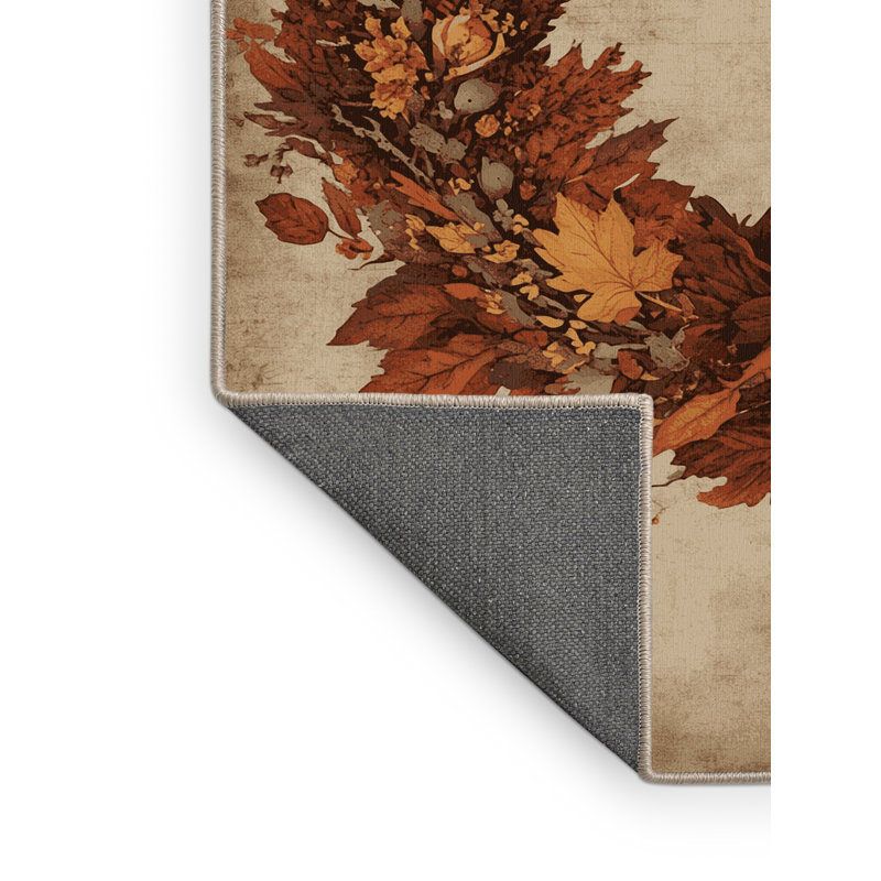 Soft Plush Fedele Thanksgiving Modern & Contemporary Abstract Area Rug in Brown – Beige Binding, 4x6