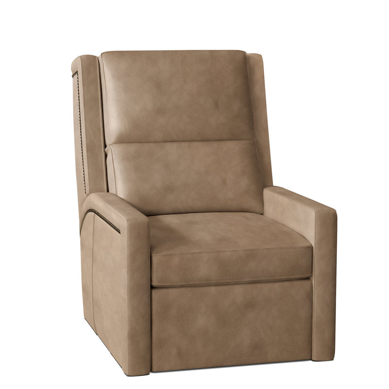 Norman Recliner, Rio Mineral Genuine Leather, #9 Antique, Push Back
