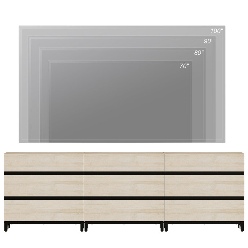 Ultimo Modern TV Stand For Tvs Up To 100 Inch, Entertainment Center TV Console With 6 Drawers, Media Console For Living Room, Bedroom