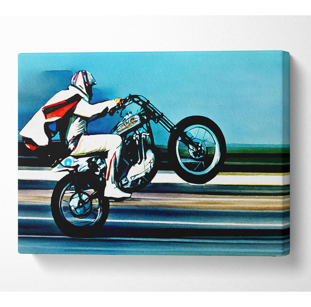 Evel Knievel Wheelie Colour - Kunstdrucke auf Leinwand