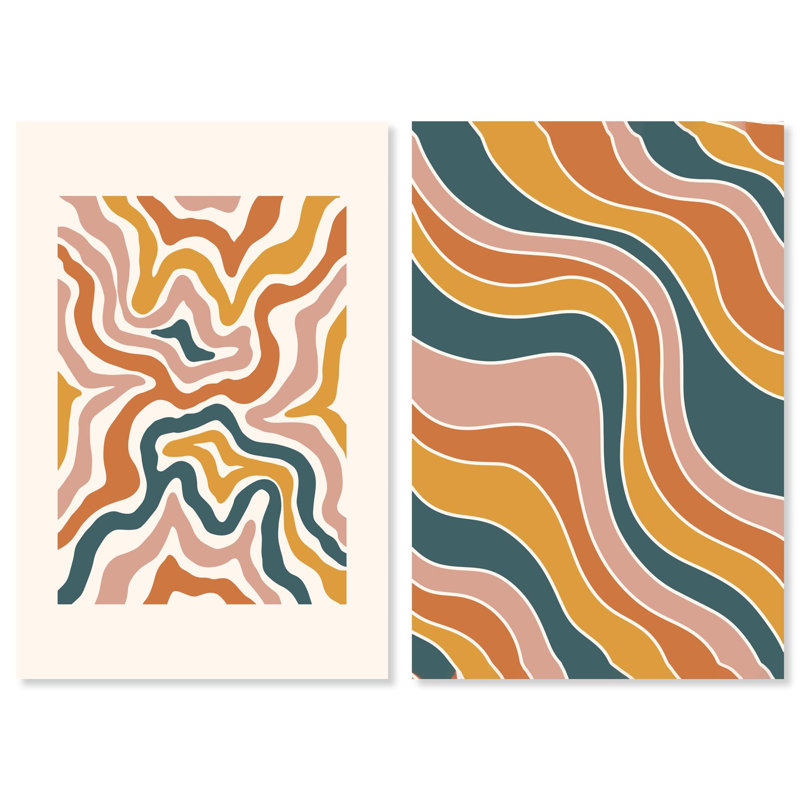 Earth Tones Pasta Abstract Canvas Print Modern Abstract Art Set by Art Remedy, Black Frame, 10 x 15, H 15 po x l 10 po