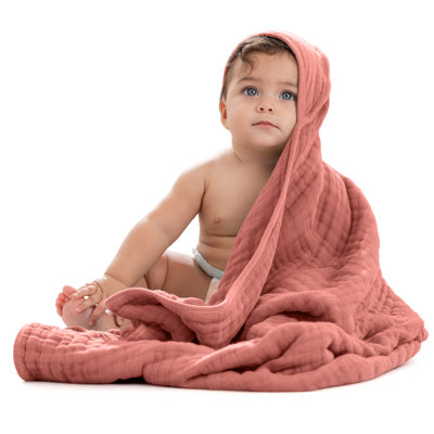 Comfy Cubs Hooded Baby Towels - 6 Layer, 100% Muslin Cotton - Large 32 X 32 Inch - 1-Pack Unisex
