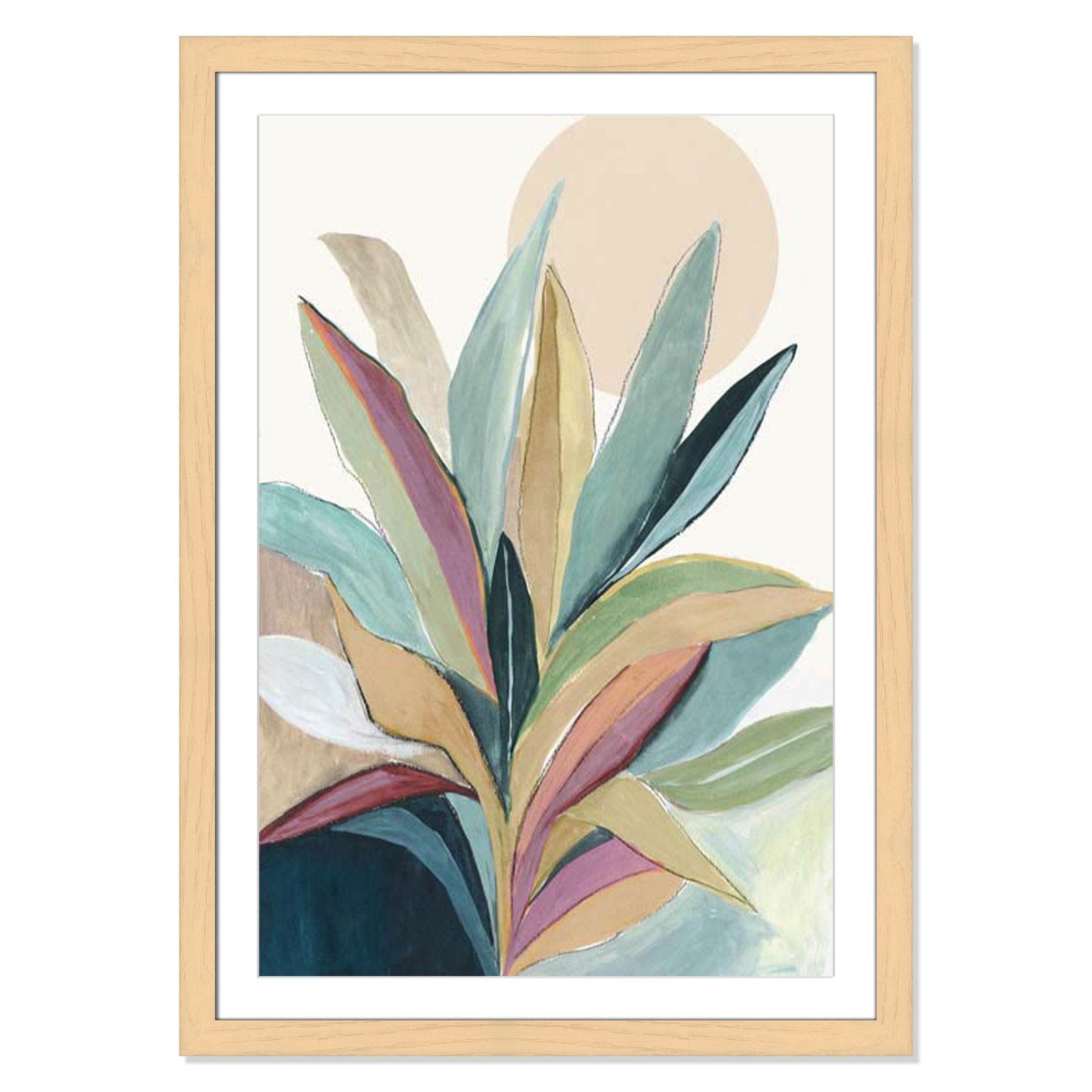 Sherbrooke Sunny Bright Leaves I Framed On Paper by Asia Jensen Print, Natural Cube Frame Matted, 43" H x 31" W x 1.25" D  