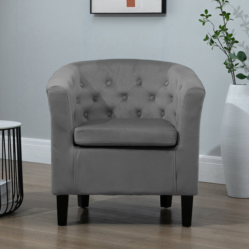 Tarbes Velvet Barrel Chair, Dark Grey