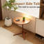 Table d'appoint ronde en bois massif avec base en forme de C, table de bout moderne de 17 pouces pour le salon, la chambre à coucher et les petits espaces, table de chevet en bois naturel