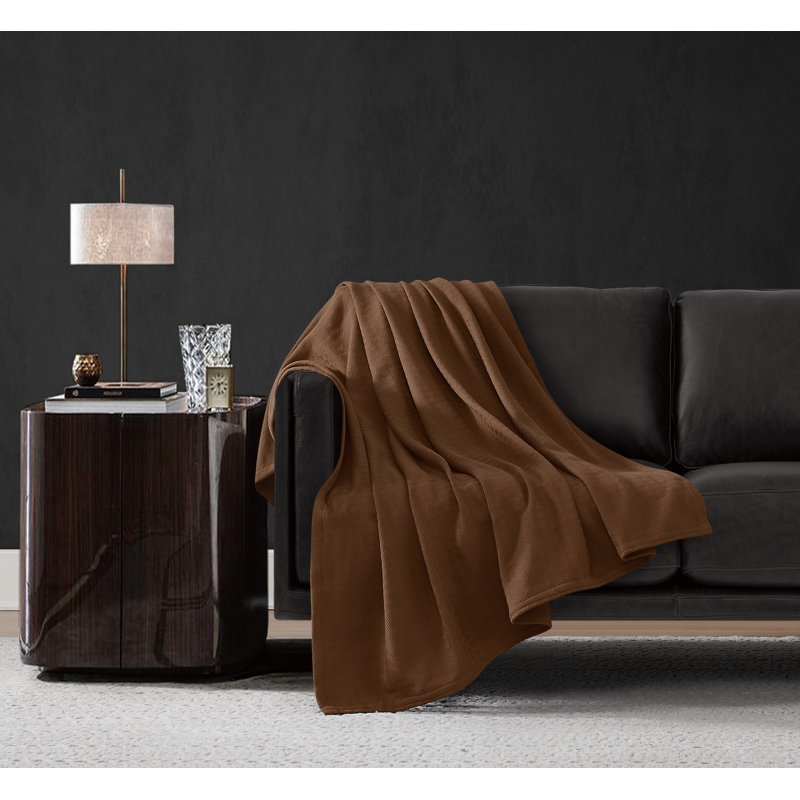 Vince Camuto Classic Cotton 50x60 Throw, Chocolate Brown