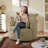 37.1'' Wide Corduroy Swivel Barrel Chair With 2 Armrest Pillows-718926428-727181022