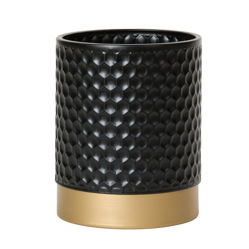 Ebony Mid Century Modern Indoor Metal Waste Basket With Metal Base, 1 Gallon