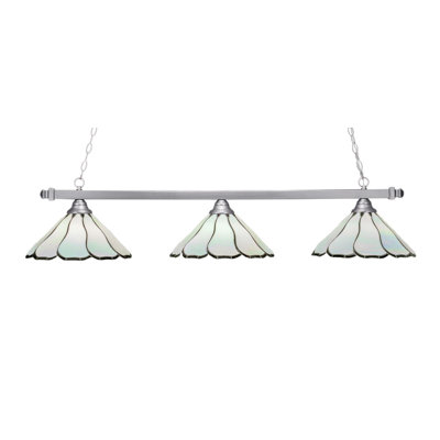 Square 3 Light Bar Shown In Brushed Nickel Finish With 16" Pearl & Black Flair Art Glass