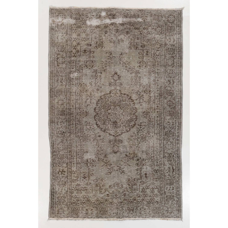 Tapis turc fait à la main de couleur grise 5,7 x 9,2 pi de couleur moderne 5,7 x 9,2 pi