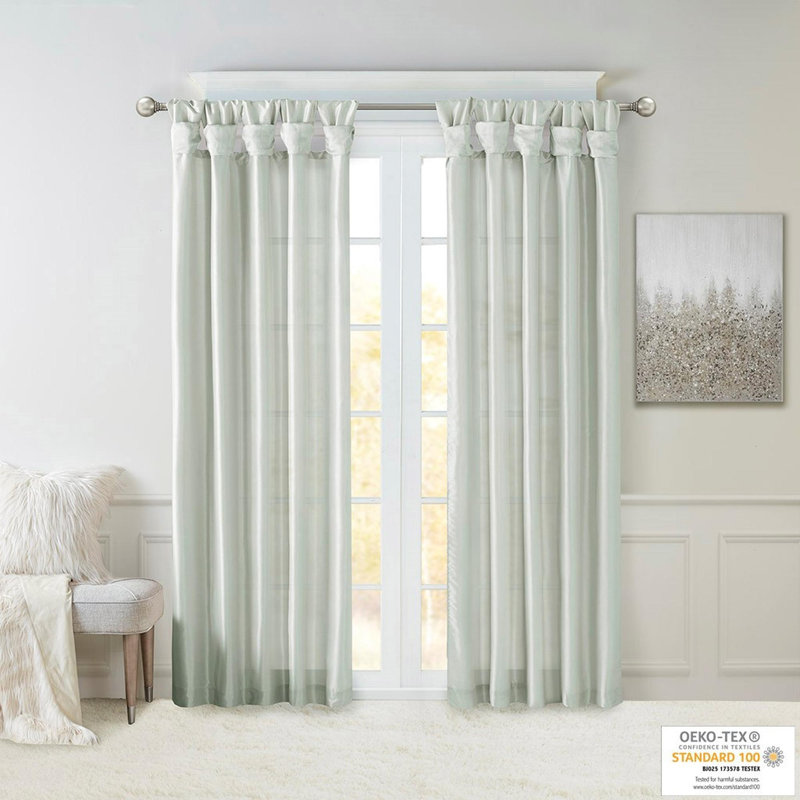 Twist Tab Lined Window Curtain Panel, 50" W x 84" L, Dusty Aqua