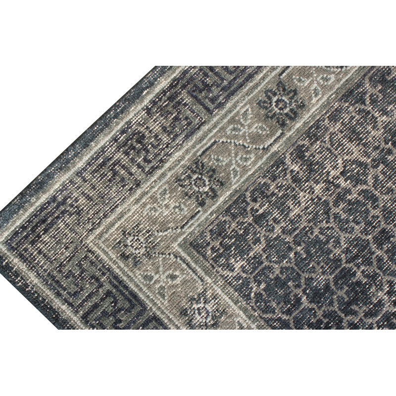 Distressed Homage Hand Knotted Wool Area Rug, Rectangle 5' x 8'