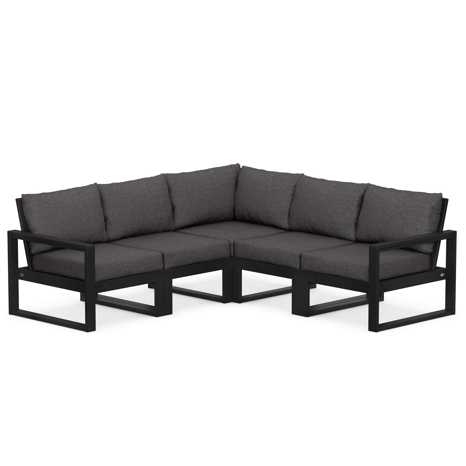 POLYWOOD® Edge 85" Patio Sectional, Cast Ash, Black
