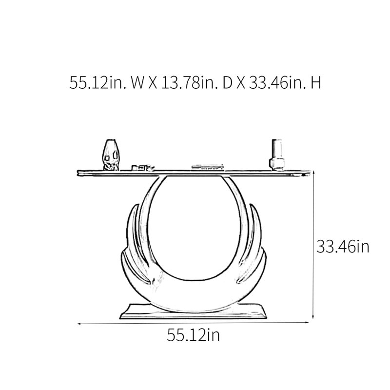 Console moderne minimaliste, H 33,46 po x l 55,12 po x P 13,78 po