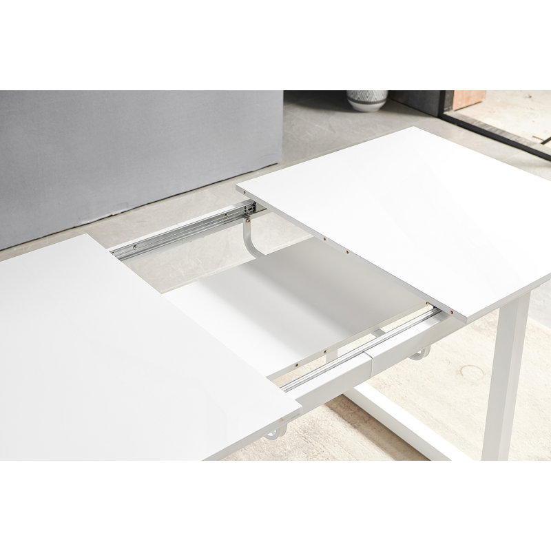 Table de salle à manger extensible de couleur blanche avec pieds en métal et table de cuisine moderne