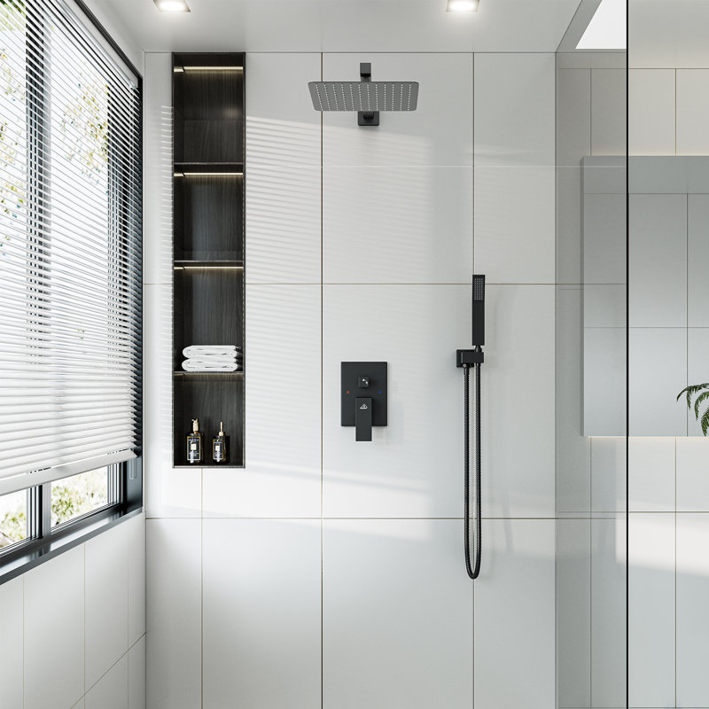 Matte Black Dual Function Square Rain Shower System