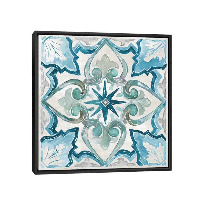 «Carribean Tile II», reproduction sur toile, H 26 po x l 26 po x P 1,5 po, Toile avec cadre noir