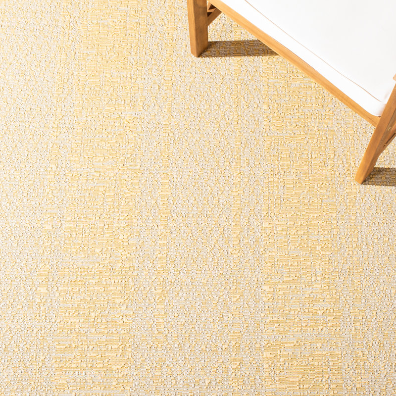 Tapis intérieur / extérieur beige / doré Marcella, Carré 6 pi 7 po