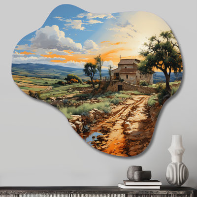 Italie, campagne sicilienne I - Italie, art mural asymétrique en métal, impression de métal vert nuage