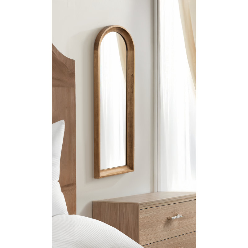 Hatherleigh Slim Arched Wall Mirror, Brown Wood