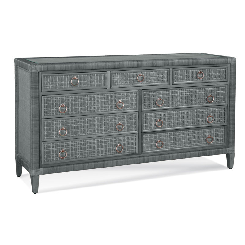 Monterey 9 Drawer 64'' W Dresser, Nickel, Yes, Brass