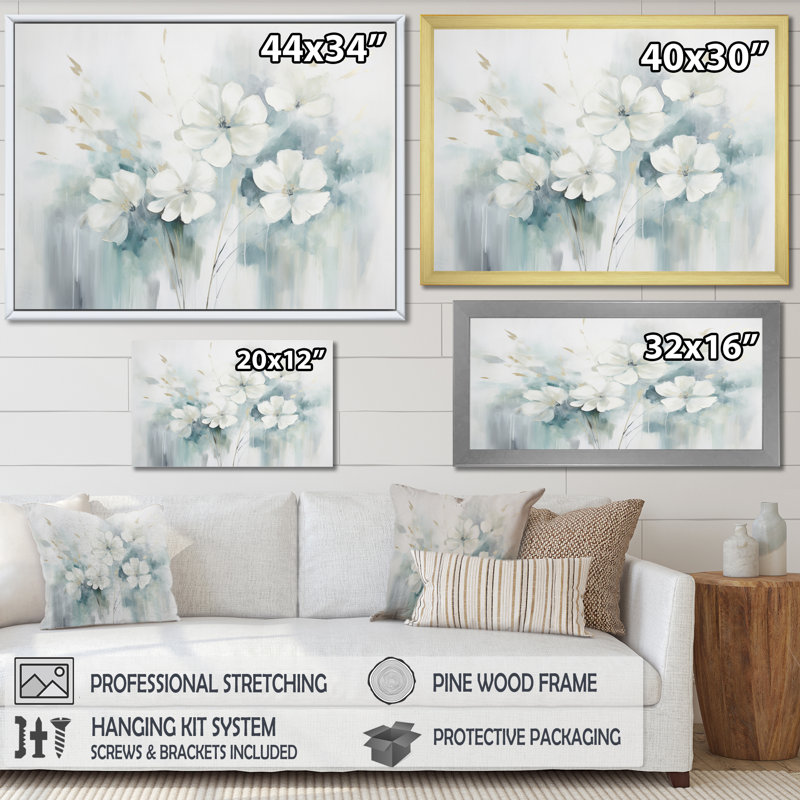 Oasis botanique bleue II - impression, Cadre simple noir, H 34 po x l 44 po x P 1,5 po