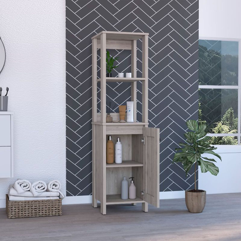 Arctic Linen Cabinet, With Four Shelves, Single Door Cabinet, Beige