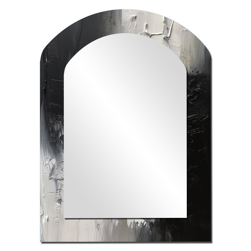Miroir mural moderne noir et blanc Brushstrokes II, 34 po x 25 po
