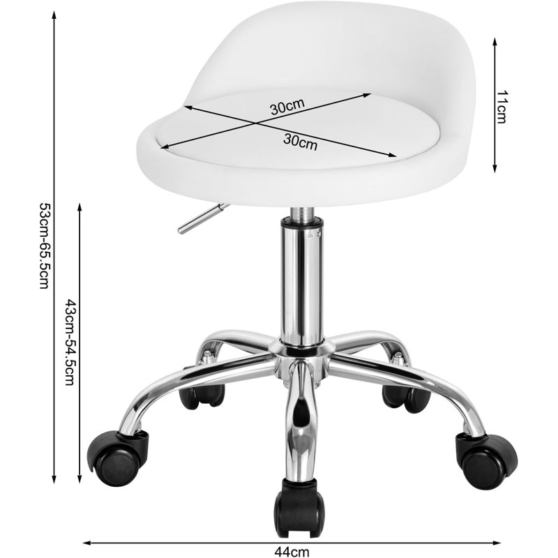 Meliani Backed Adjustable Height Lab Stool, White