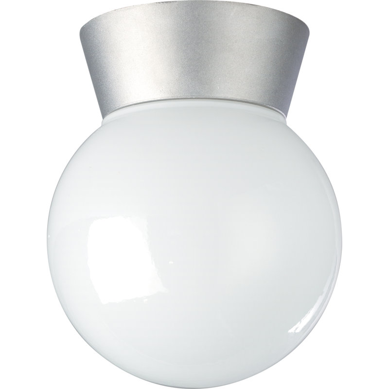 Plafonnier semi-encastré extérieur à 1 ampoule Chapin, Aluminium satiné