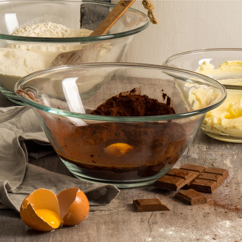 Mr Chef Glass Nesting Mixing Bowl, 26cm Diameter