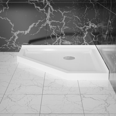 36 in. D x 36 in. W x 3.4 in. H Corner Drain Neo-Angle Shower Base in White
