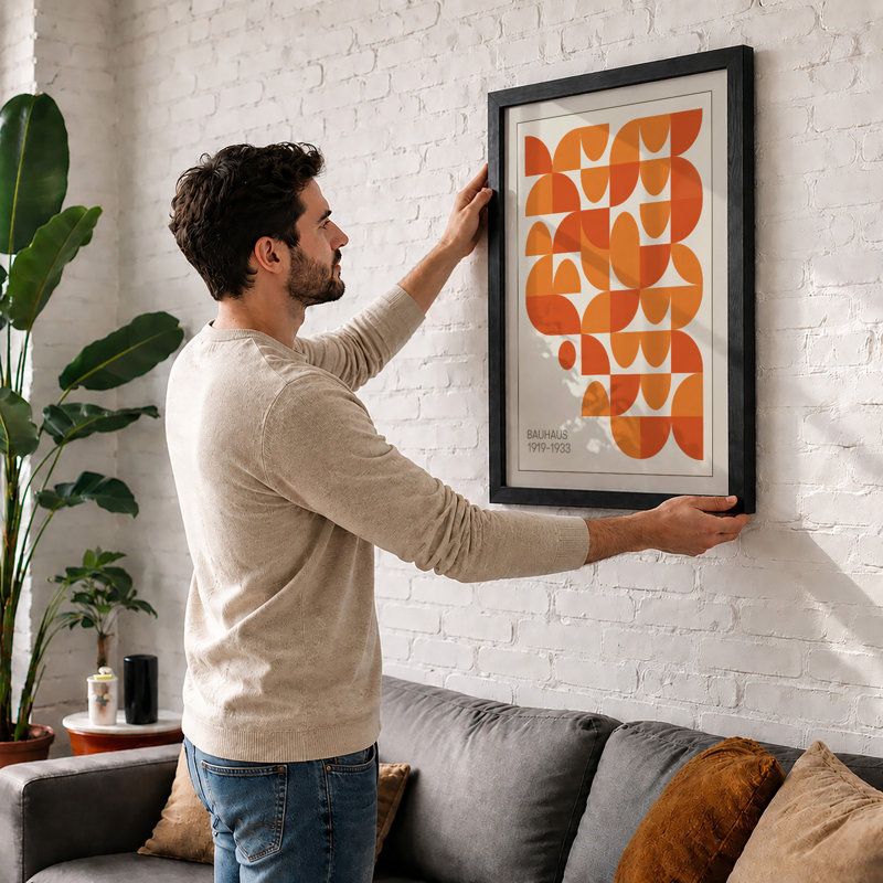 Bauhaus Grid Geometric - Print, Oak, A4 - 29.7 x 21.0 cm