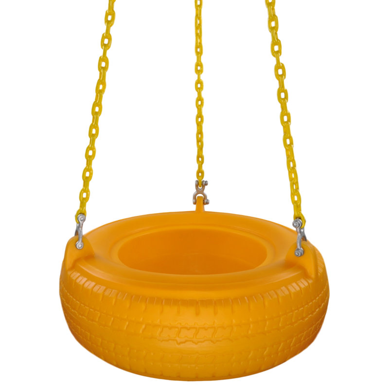 Tire Swing avec chaînes enduites, Jaune