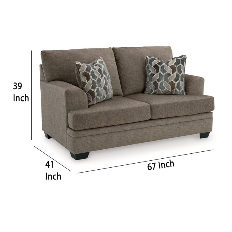Causeuse Ead, 4 coussins décoratifs, polyester muscade 67 po, Brun