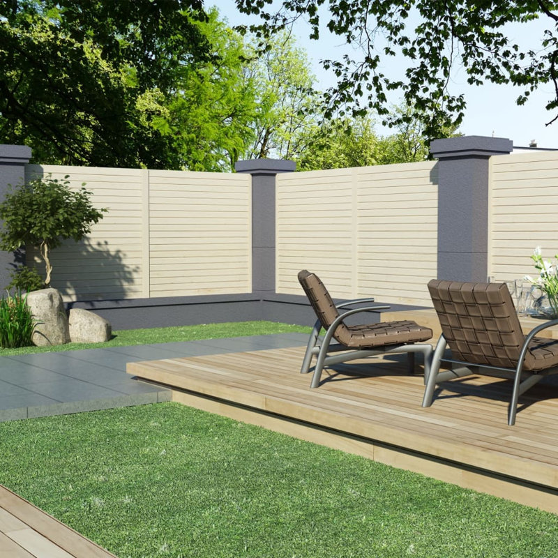 Sheelah 66.93" H x 66.93'' W Beige Wood Fence Panels