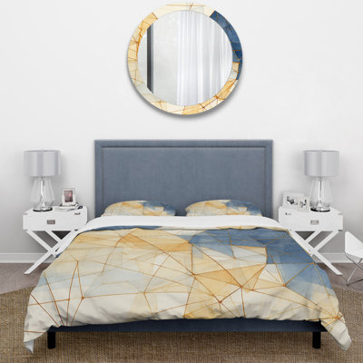 Ensemble de housse de couette Minimalist Blue And Gold II - Abstract Shapes