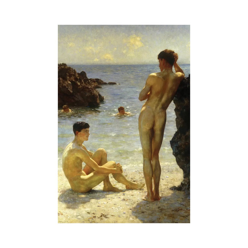 Lovers Of The Sun by Henry Scott Tuke - Wrapped Canvas Painting, 101.6 cm H x 66.04 cm W x 1.91 cm D