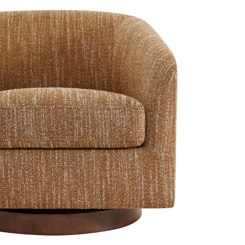 Fauteuil demi-tonneau pivotant Bennett (ensemble de 2), Chenille moutarde doux
