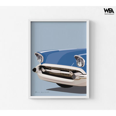 «American Vintage Car II» par Omar Escalante, affiche d'art classique de voiture bleue, reproduction d'art Chevy 50 s, affiche de voiture Old School