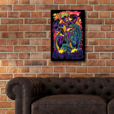 «Giant Ape Vs Giant Lézard» par FlyLand Designs, art mural en verre acrylique, 16 po x 24 po