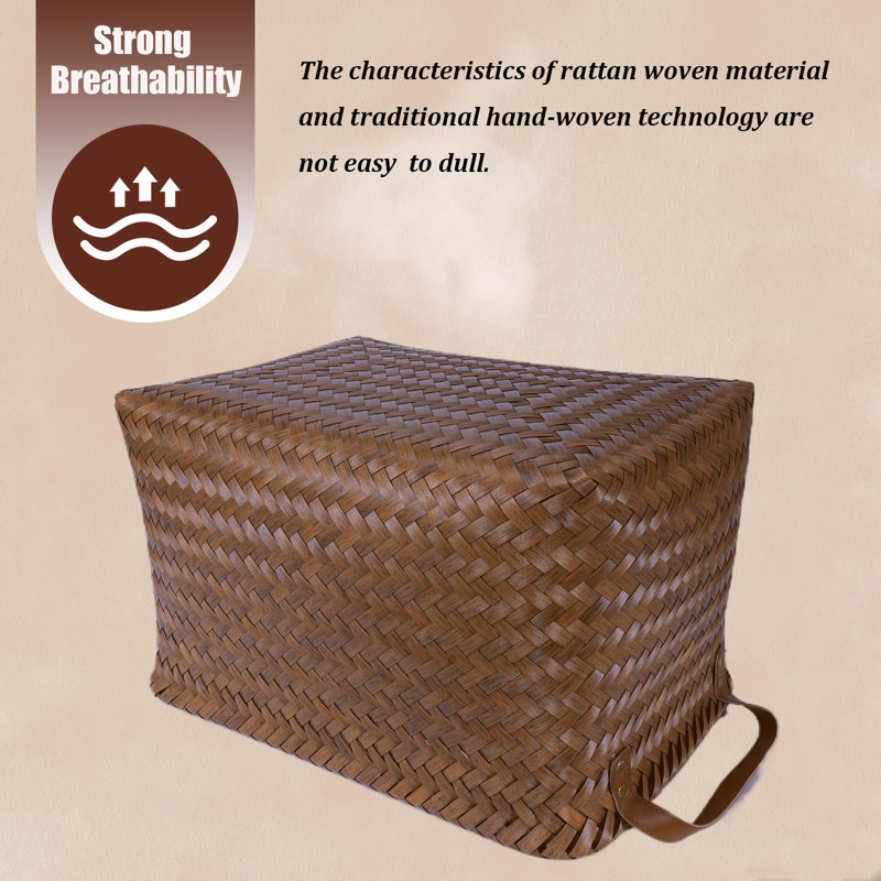 Panier à linge tissé à la main Panier à linge Grands paniers de rangement en osier pour couvertures, bacs de rangement pour garde-robe (paquet de 4, brun)