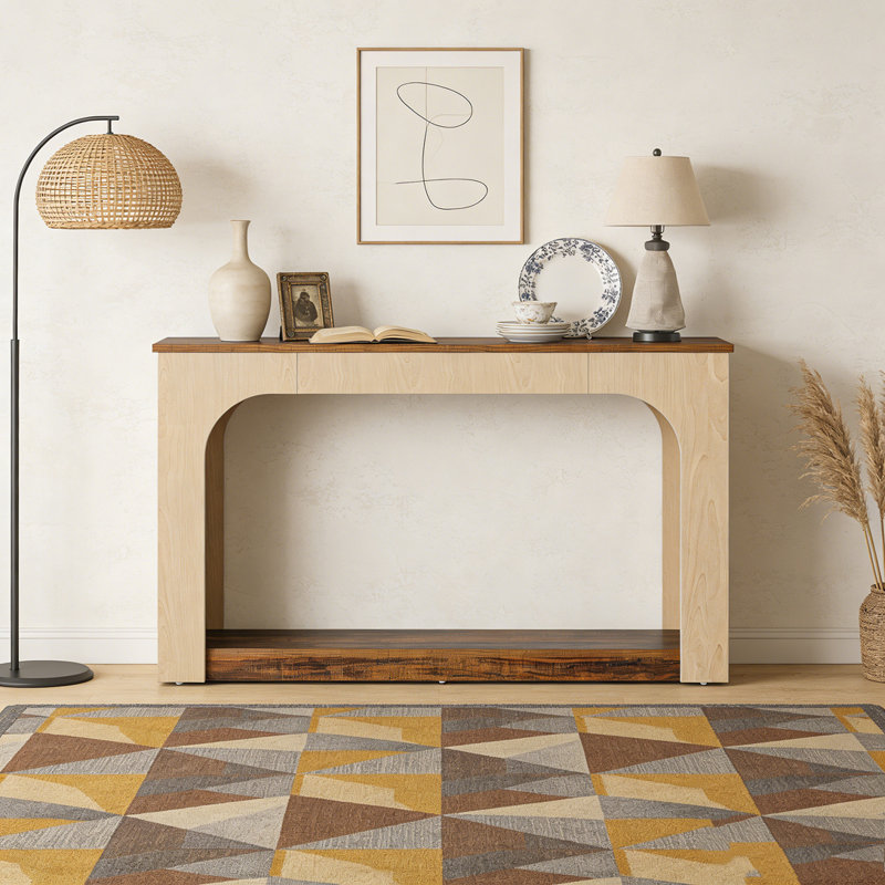 Table console à 2 niveaux en bois avec lumières DEL