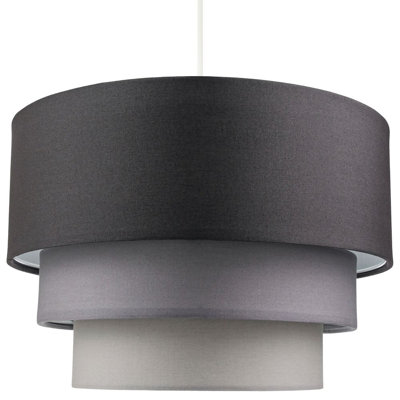 Contemporary Round Triple Tier Cotton Fabric Pendant Light Shade
