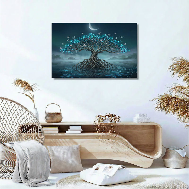 Ensemble de 1 tableau sur toile « Arbre au clair de lune », 18"H x 24"W, Wrapped Canvas
