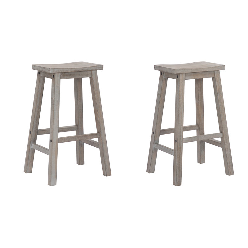 Solid Wood Counter Stool, Antique Gray, Bar Stool (29” Seat Height)
